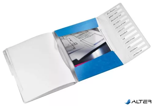 Előrendező, A4, 12 részes, műanyag, LEITZ "Wow", kék