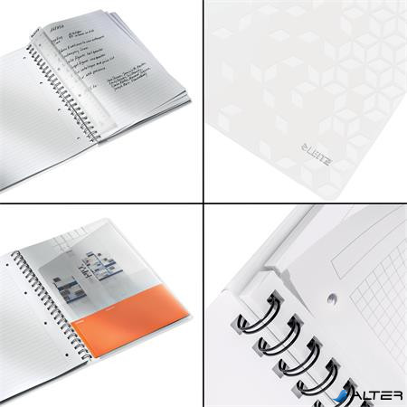 Spirálfüzet, A4, vonalas, 80 lap, LEITZ 'Wow', fehér