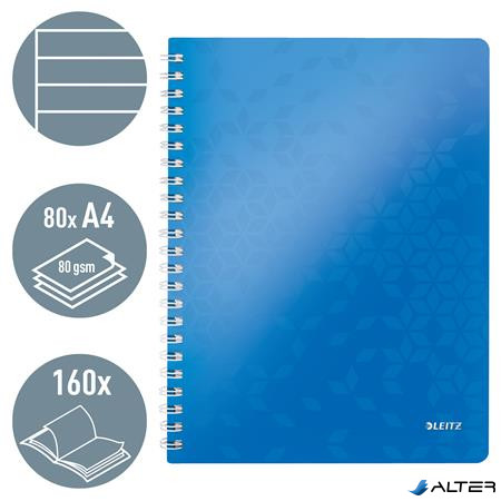 Spirálfüzet, A4, vonalas, 80 lap, LEITZ 'Wow', kék