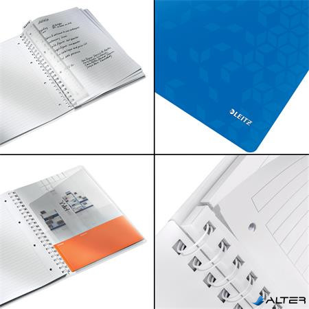 Spirálfüzet, A4, vonalas, 80 lap, LEITZ 'Wow', kék