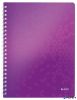 Spirálfüzet, A4, vonalas, 80 lap, LEITZ "Wow", lila