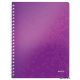 Spirálfüzet, A4, vonalas, 80 lap, LEITZ "Wow", lila