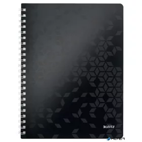  Spirálfüzet, A4, vonalas, 80 lap, LEITZ "Wow", fekete