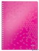 Spirálfüzet, A4, kockás, 80 lap, LEITZ "Wow", rózsaszín