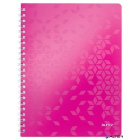   Spirálfüzet, A4, kockás, 80 lap, LEITZ "Wow", rózsaszín