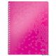Spirálfüzet, A4, kockás, 80 lap, LEITZ "Wow", rózsaszín