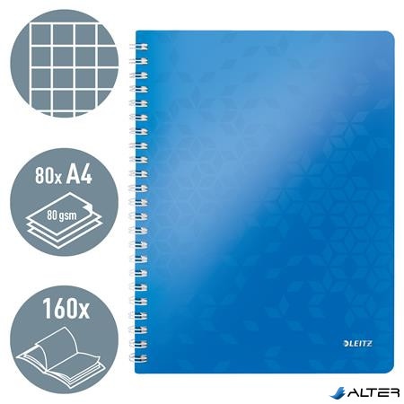 Spirálfüzet, A4, kockás, 80 lap, LEITZ 'Wow', kék