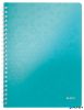 Spirálfüzet, A4, kockás, 80 lap, LEITZ "Wow", jégkék