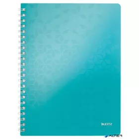   Spirálfüzet, A4, kockás, 80 lap, LEITZ "Wow", jégkék