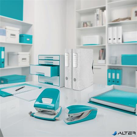 Spirálfüzet, A4, kockás, 80 lap, LEITZ "Wow", jégkék