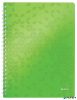 Spirálfüzet, A4, kockás, 80 lap, LEITZ 'Wow', zöld