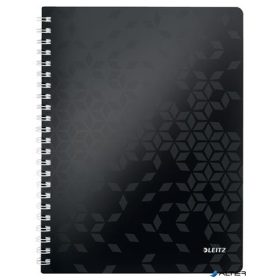   Spirálfüzet, A4, kockás, 80 lap, LEITZ "Wow", fekete
