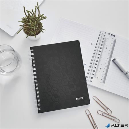 Spirálfüzet, A5, vonalas, 80 lap, LEITZ "Wow", fekete