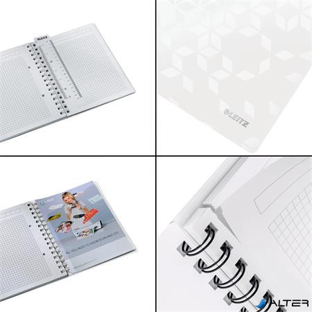 Spirálfüzet, A5, kockás, 80 lap, LEITZ "Wow", fehér