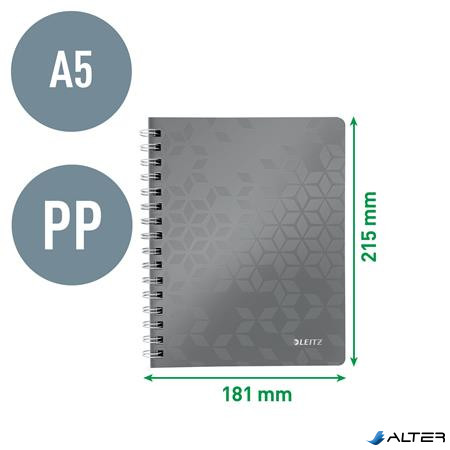 Spirálfüzet, A5, kockás, 80 lap, LEITZ "Wow", fehér