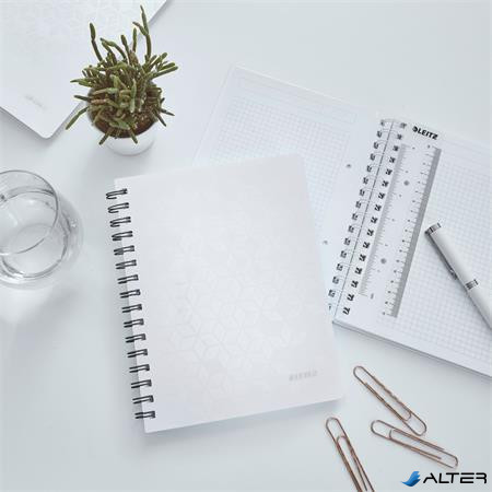 Spirálfüzet, A5, kockás, 80 lap, LEITZ "Wow", fehér