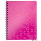 Spirálfüzet, A5, kockás, 80 lap, LEITZ 'Wow', rózsaszín
