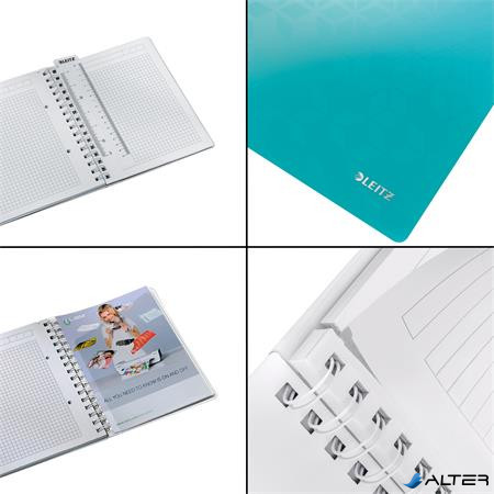 Spirálfüzet, A5, kockás, 80 lap, LEITZ 'Wow', jégkék