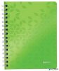 Spirálfüzet, A5, kockás, 80 lap, LEITZ "Wow", zöld