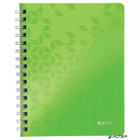   Spirálfüzet, A5, kockás, 80 lap, LEITZ "Wow", zöld