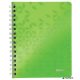 Spirálfüzet, A5, kockás, 80 lap, LEITZ "Wow", zöld