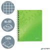 Spirálfüzet, A5, kockás, 80 lap, LEITZ "Wow", zöld