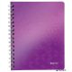 Spirálfüzet, A5, kockás, 80 lap, LEITZ 'Wow', lila