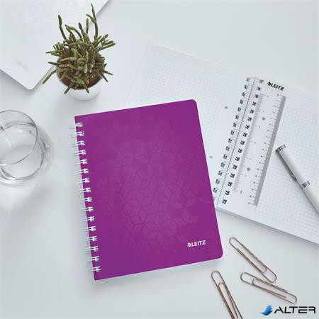Spirálfüzet, A5, kockás, 80 lap, LEITZ 'Wow', lila
