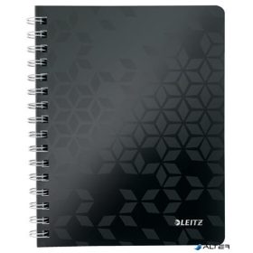   Spirálfüzet, A5, kockás, 80 lap, LEITZ 'Wow', fekete
