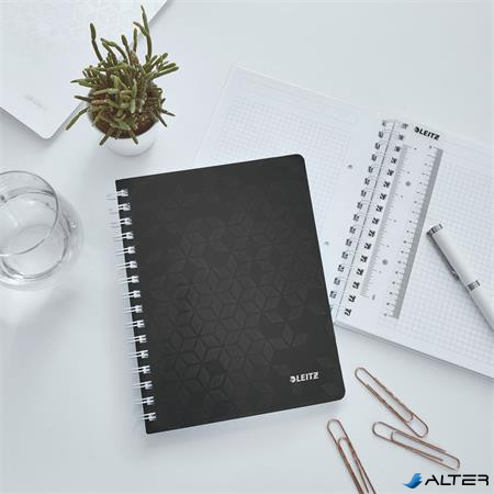Spirálfüzet, A5, kockás, 80 lap, LEITZ 'Wow', fekete