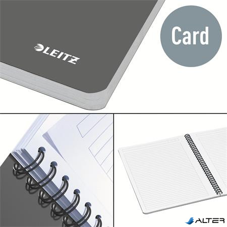 Spirálfüzet, A4, vonalas, 90 lap, laminált karton borító, LEITZ "Office", szürke-kék