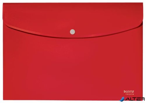 Irattartó tasak, A4, PP, patentos, LEITZ "Recycle", piros