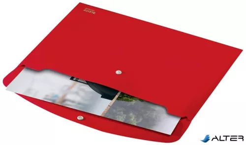 Irattartó tasak, A4, PP, patentos, LEITZ "Recycle", piros