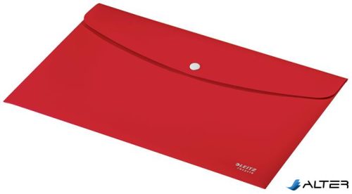Irattartó tasak, A4, PP, patentos, LEITZ "Recycle", piros