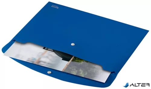 Irattartó tasak, A4, PP, patentos, LEITZ "Recycle", kék