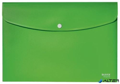 Irattartó tasak, A4, PP, patentos, LEITZ "Recycle", zöld