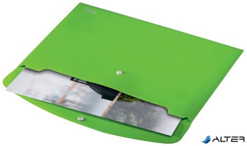 Irattartó tasak, A4, PP, patentos, LEITZ 'Recycle', zöld