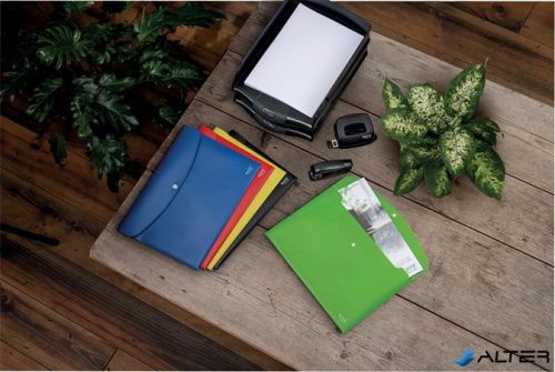 Irattartó tasak, A4, PP, patentos, LEITZ 'Recycle', zöld