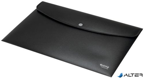 Irattartó tasak, A4, PP, patentos, LEITZ "Recycle", fekete