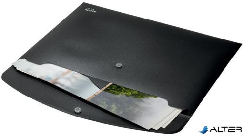 Irattartó tasak, A4, PP, patentos, LEITZ "Recycle", fekete