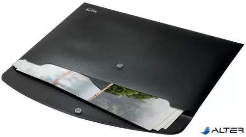 Irattartó tasak, A4, PP, patentos, LEITZ "Recycle", fekete
