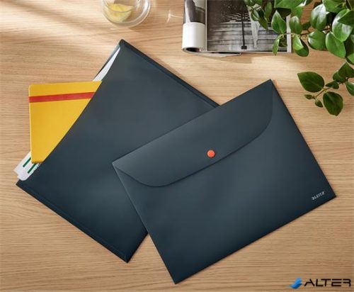 Irattartó tasak, 2 zsebes, A4, PP, pantentos, LEITZ "Cosy", bársonyszürke