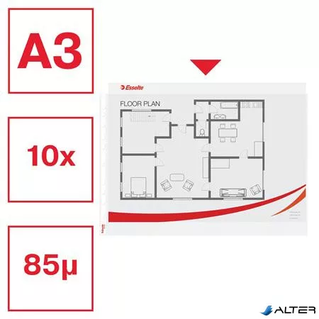 Genotherm, lefűzhető, A3, 85 mikron, narancsos felület, fekvő, ESSELTE