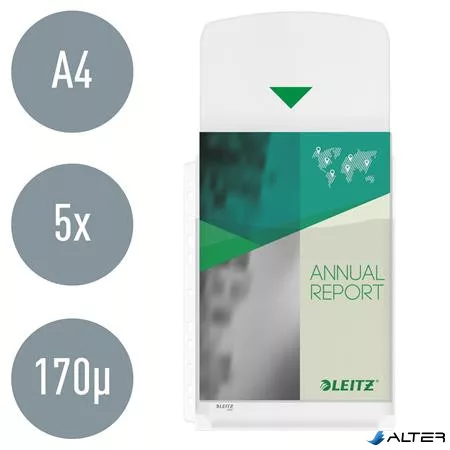 Genotherm, lefűzhető, A4, 170 mikron, narancsos felület, 20 mm, behajtható fül, LEITZ "Jumbo"