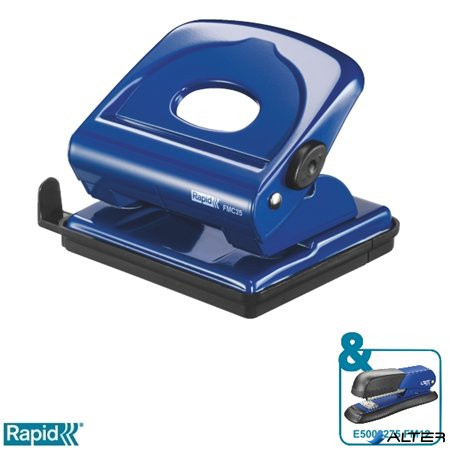 Lyukasztó, kétlyukú, 25 lap, fém, RAPID "FMC25", kék