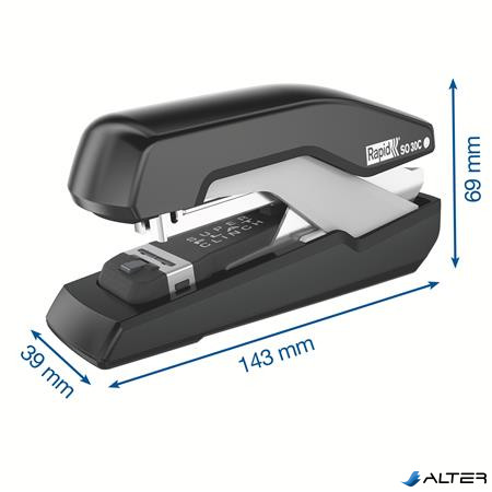 Tűzőgép, 30 lap, lapos tűzés, RAPID "Supreme OmniPress S030c", fekete
