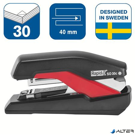 Tűzőgép, 30 lap, lapos tűzés, RAPID "Supreme OmniPress S030c", fekete/piros