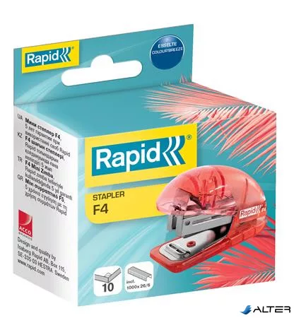 Tűzőgép, mini, 24/6, 26/6, 10 lap, RAPID "Colour'Breeze", korall