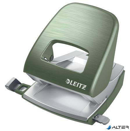 Lyukasztó, kétlyukú, 30 lap, fém, LEITZ "Nexxt Style, olajfazöld