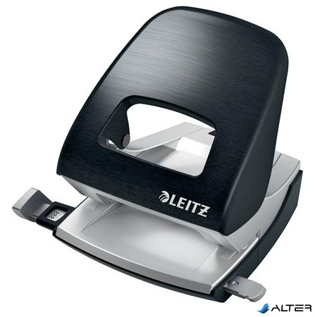 Lyukasztó, kétlyukú, 30 lap, fém, LEITZ "Nexxt Style, szaténfekete